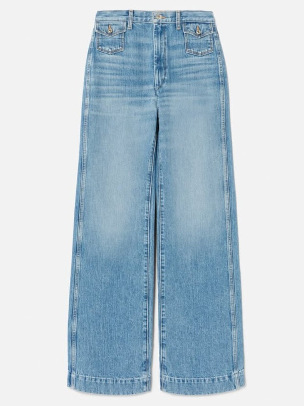 RE/DONE Women's 70s Pocket Wide Leg Jeans in Vintage Fade Blue Size 26